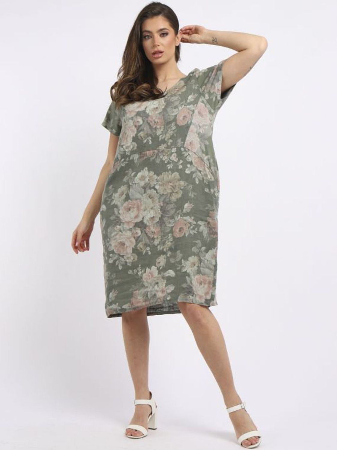 Beau Accessories - Fleur Linen Dress - Pastel Khaki - one size