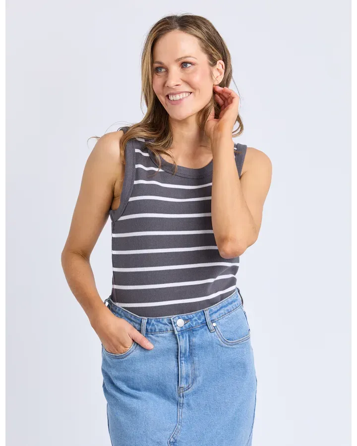 Foxwood - Iris Stripe Tank- Charcoal