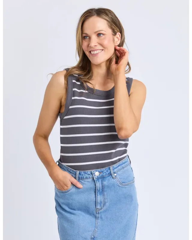 Foxwood - Iris Stripe Tank- Charcoal