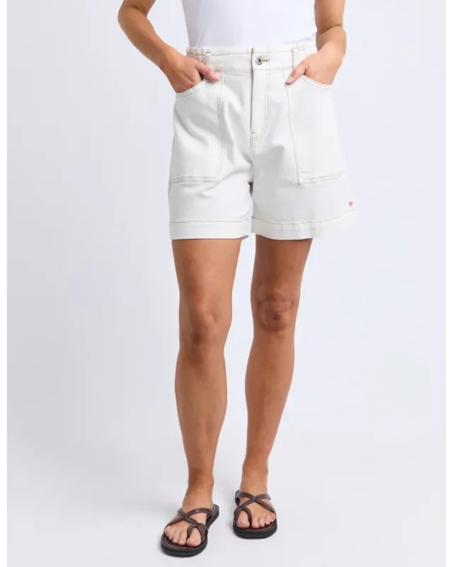 Elm - Atlas Denim Shorts - Vintage White