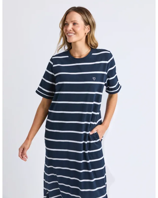 Elm - Halli Dress - Stripe Navy
