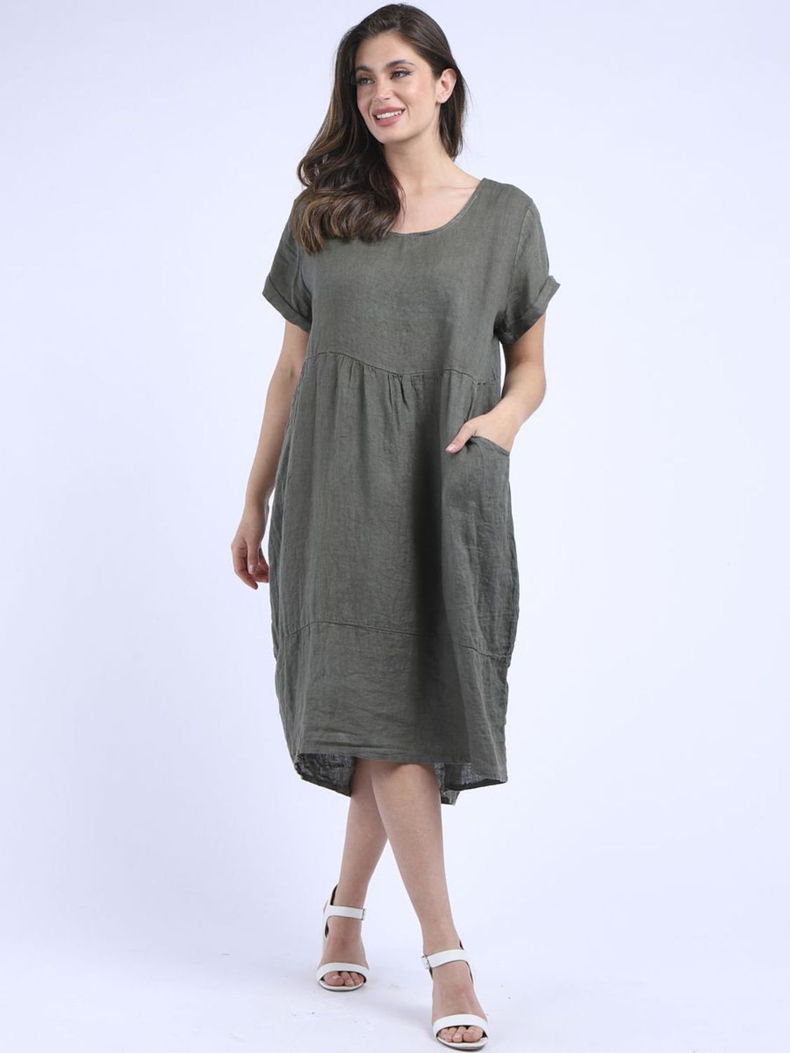 Beau Accessories - Charlotte Linen Dress - Khaki