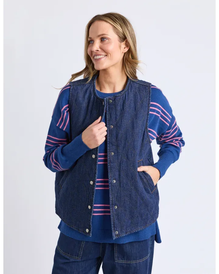 Elm - Polly Quilted Vest - Dark Blue