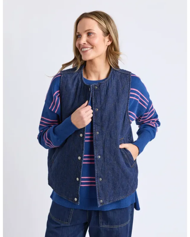 Elm - Polly Quilted Vest - Dark Blue