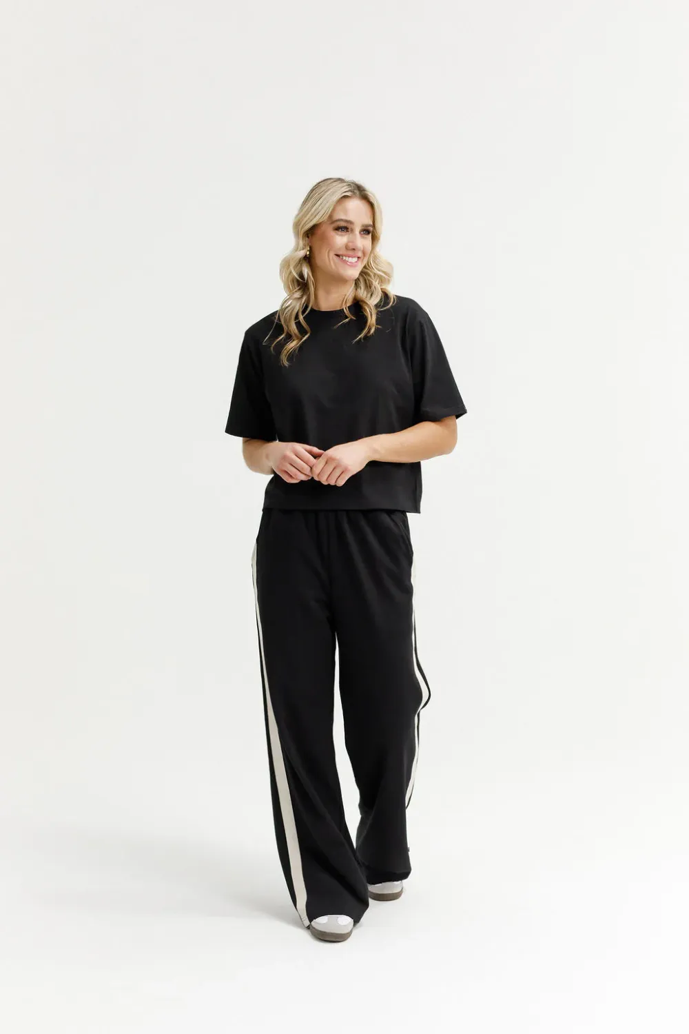 Homelee Palazzo Pants - Black and Sand