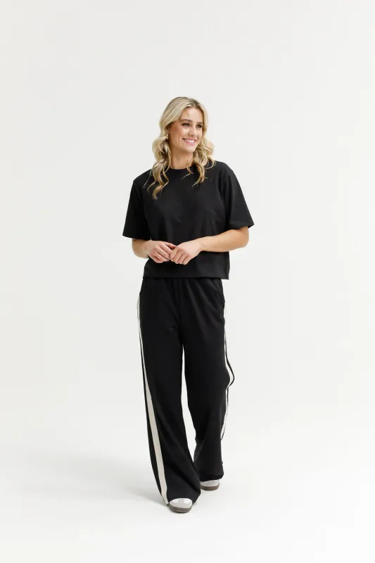 Homelee Palazzo Pants - Black and Sand