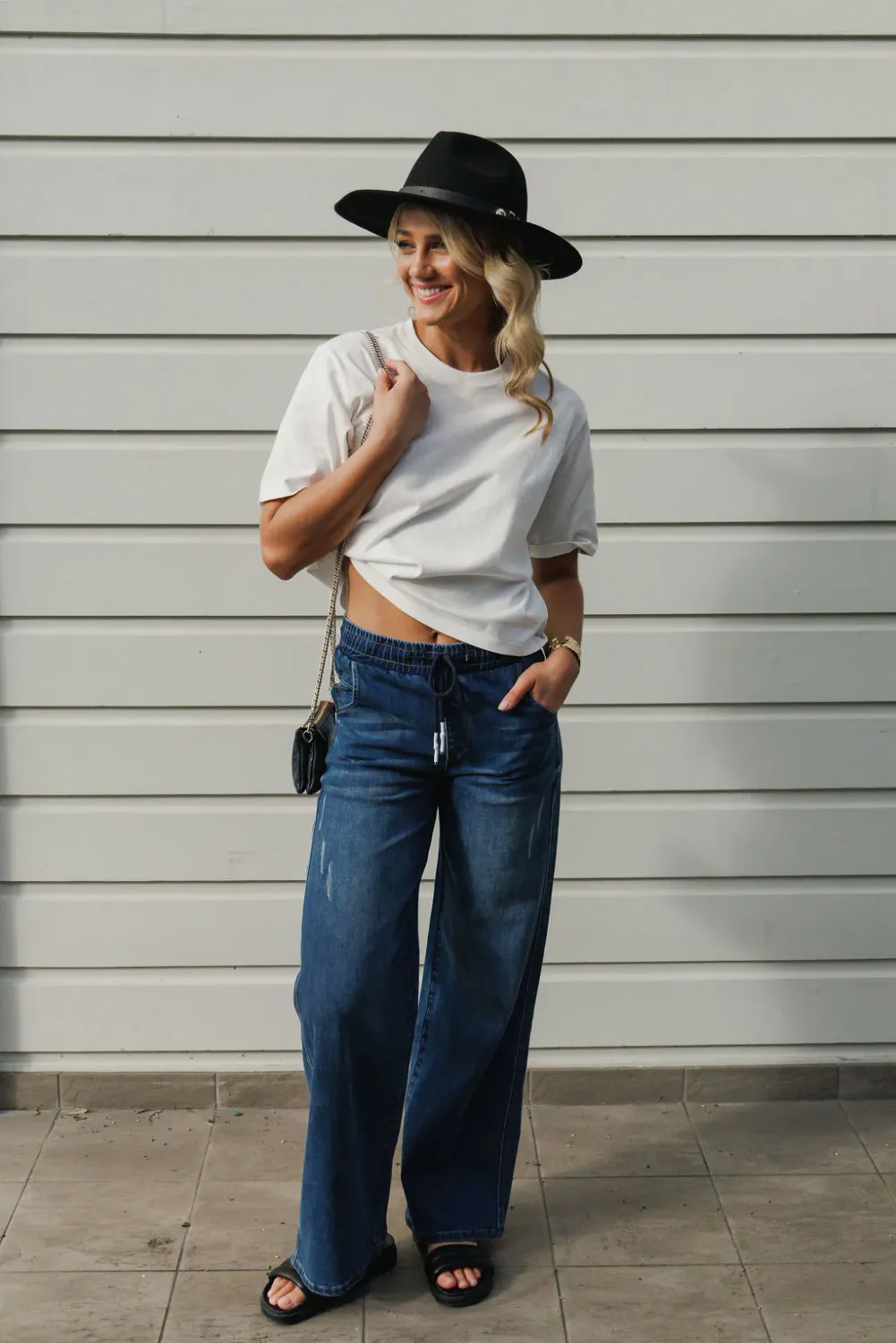 Home-Lee - Palazzo Jeans - Blue Wash