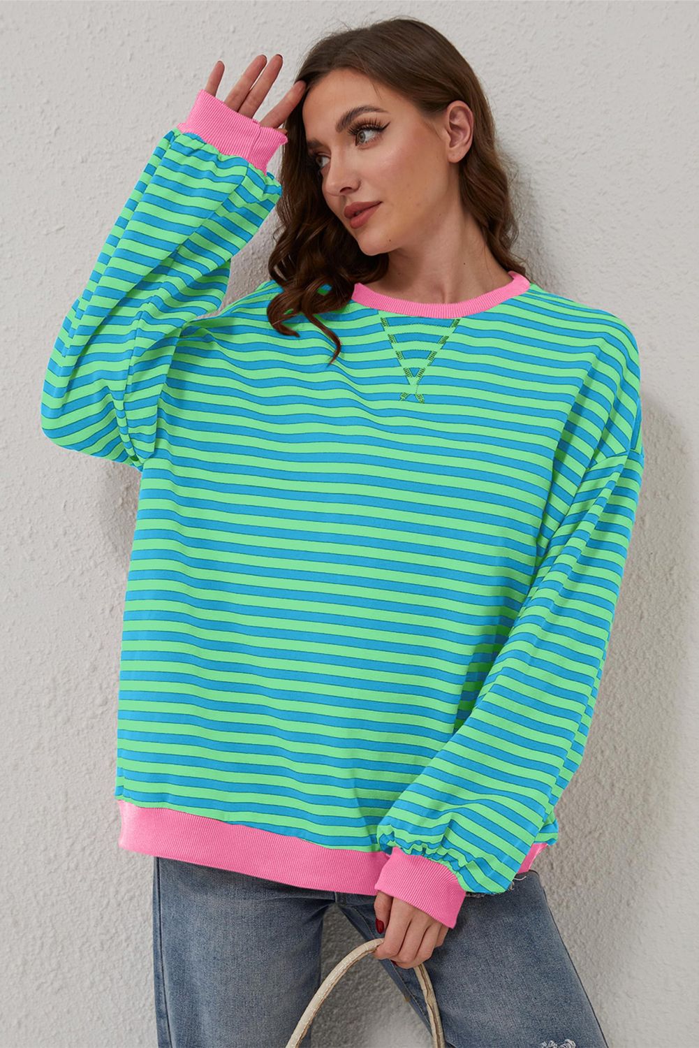 Beau Accessories - Minty Striped Sweatshirt