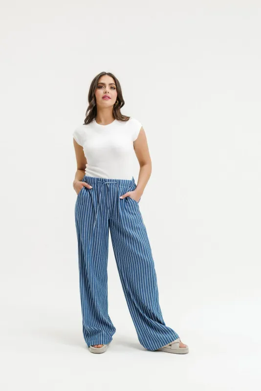 Homelee - Otis Pants - Indigo Stripe