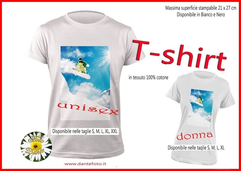 T-Shirt personalizzata  in cotone Bianca o Nera