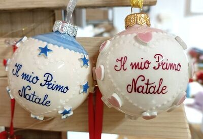 Pallina di Natale con stelle o cuori in ceramica personalizzabili