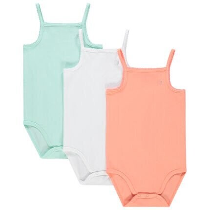 Lot de 3 bodies en jersey de coton à fines bretelles pour bébé fille