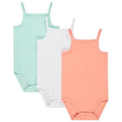 Lot de 3 bodies en jersey de coton à fines bretelles pour bébé fille