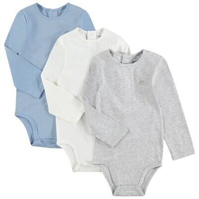 Lot de 3 bodies manches longues print logo pour bébé garçon