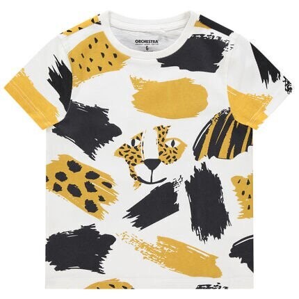 T-shirt manches courtes en coton bio à imprimé animal all-over