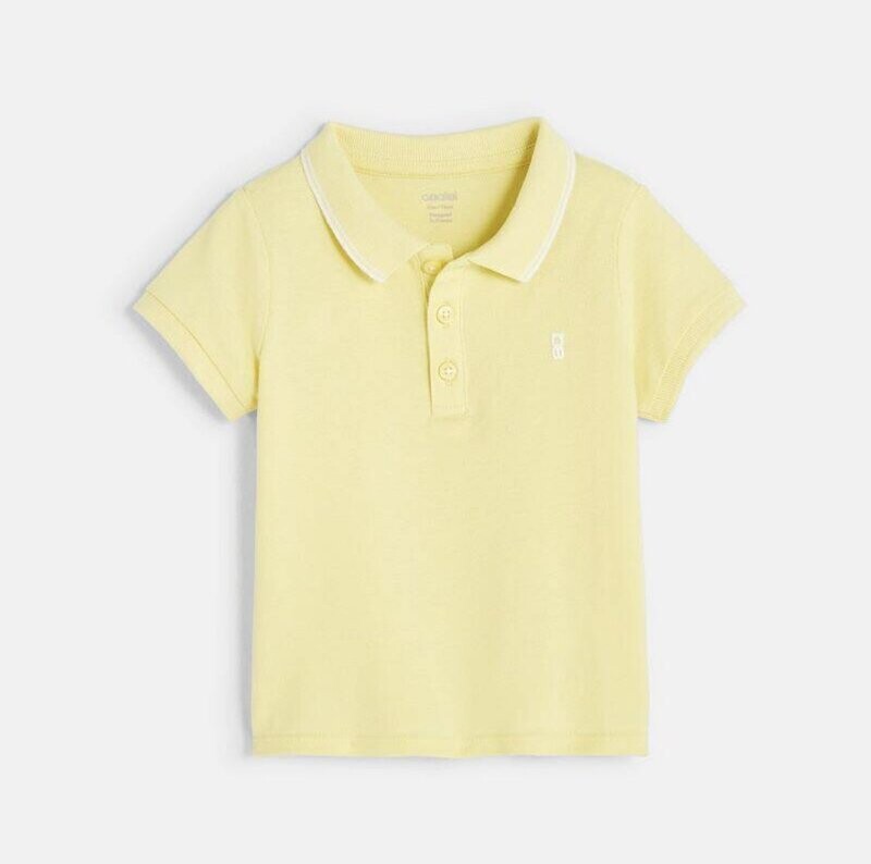 Polo maille piquée uni jaune