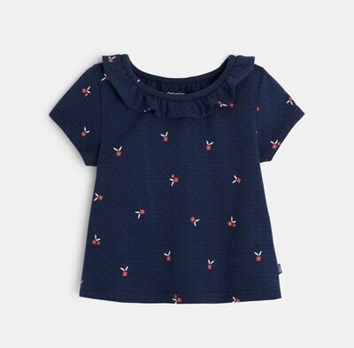 T-shirt pointelle imprimé fleurs