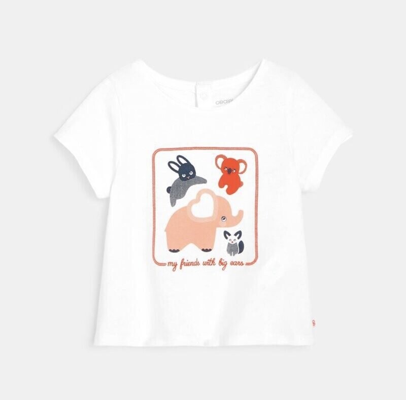 T-SHIRT BLANC MOTIFS ANIMAUX BÉBÉ FILLE