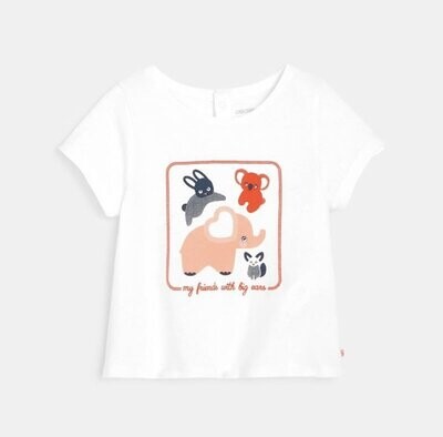 T-SHIRT BLANC MOTIFS ANIMAUX BÉBÉ FILLE