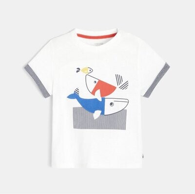 T-SHIRT BLANC À MOTIFS BALEINES BÉBÉ GARÇON