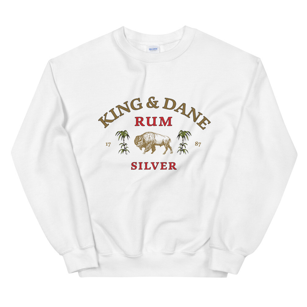 King &amp; Dane Silver Rum Sweatshirt, Color: White, Size: S