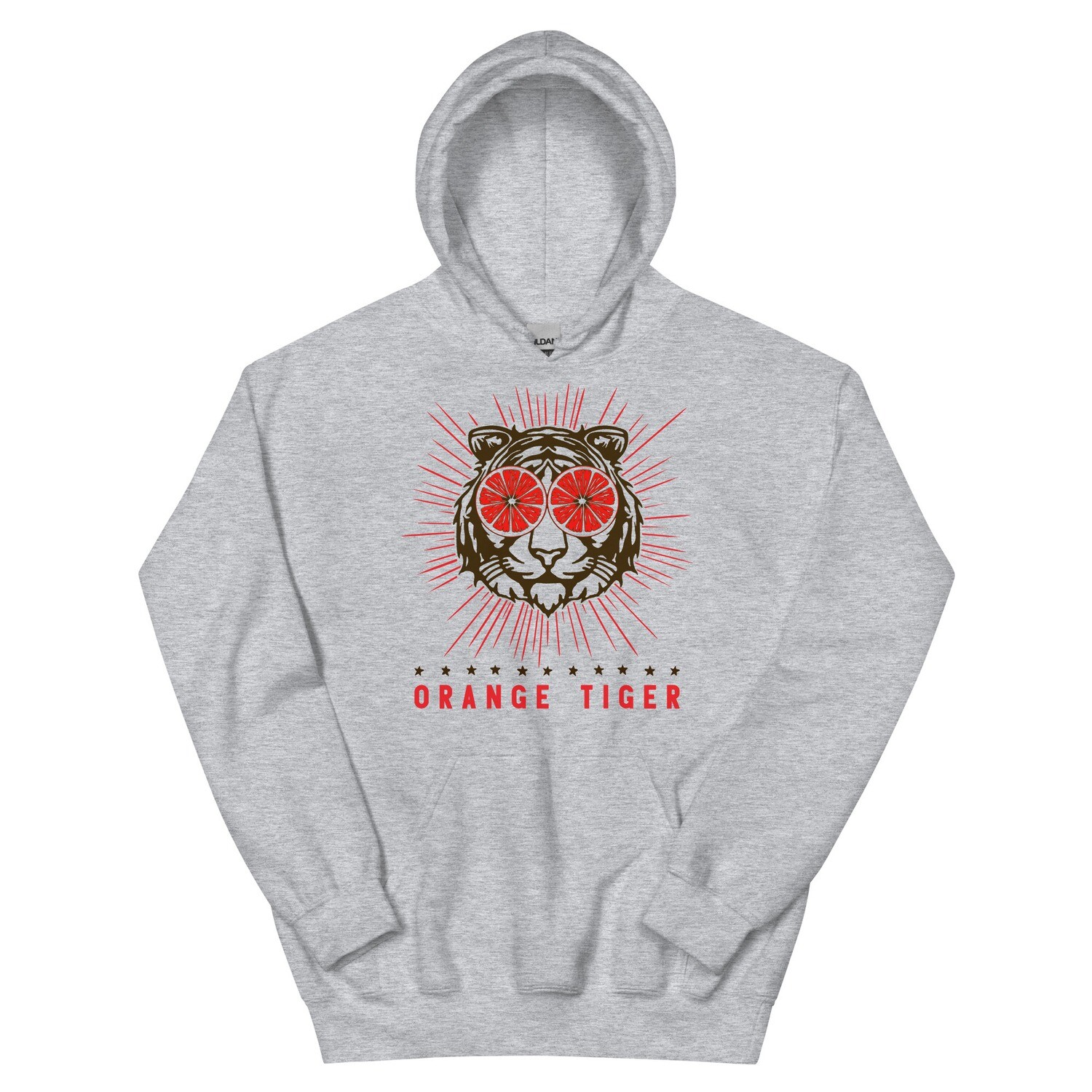 Orange Tiger Unisex Hoodie, Color: Sport Grey, Size: S