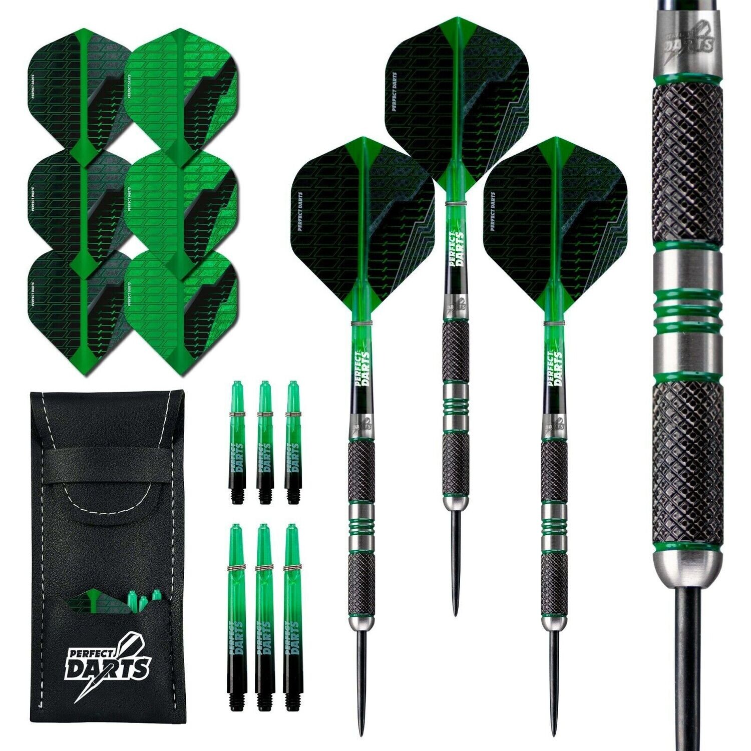 Perfect Darts - Perfect Darts - Steel Tip - 90% Tungsten - Black Grenade - Ringed - Black & Green