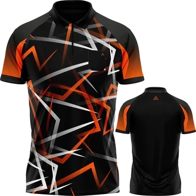 Arraz - Arraz Flare Dart Shirt - with Pocket - Black & Orange
