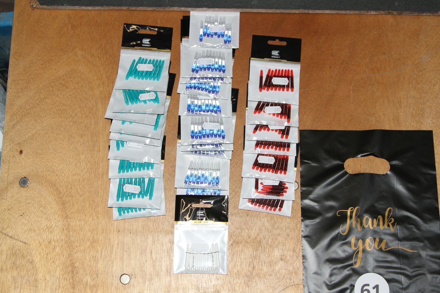 Kavel 61, pro grip short Aqua, Blauw vision, Rood inkt, Wit, 30 sets van 9 stuks