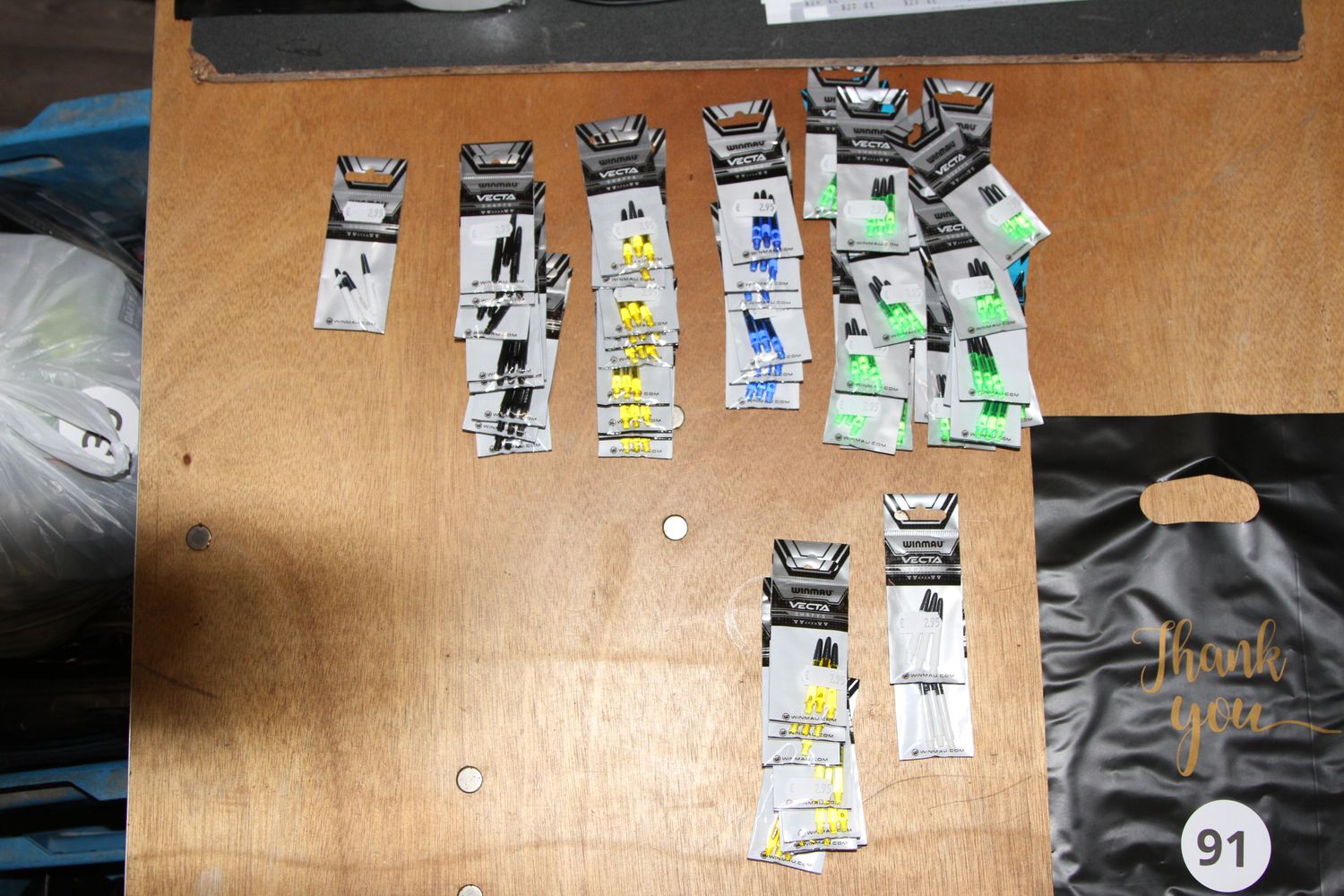 Kavel 91, Vectra, Short (48 Sets), Med (13 Sets), Wit, Zwart, Geel, Blauw, Groen, 61 Sets van 3 Stuks