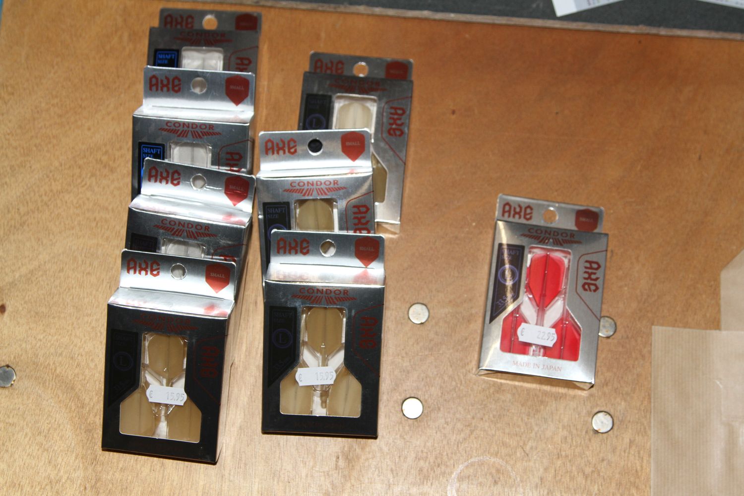 Kavel 105, Axe, Large, Small, Goud, Rood,Transparant,  8 Sets van 3 Stuks