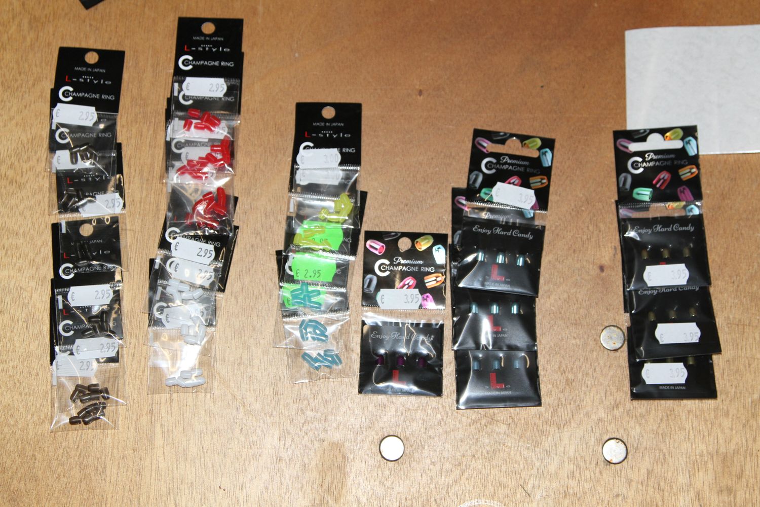 Kavel 127,  Champagne Ring Plastic &amp; Metal, Clear Zwart, Wit, Rood, Geel, Blauw, Paars, Aqua, Goud, 26 Sets van 3 stuks