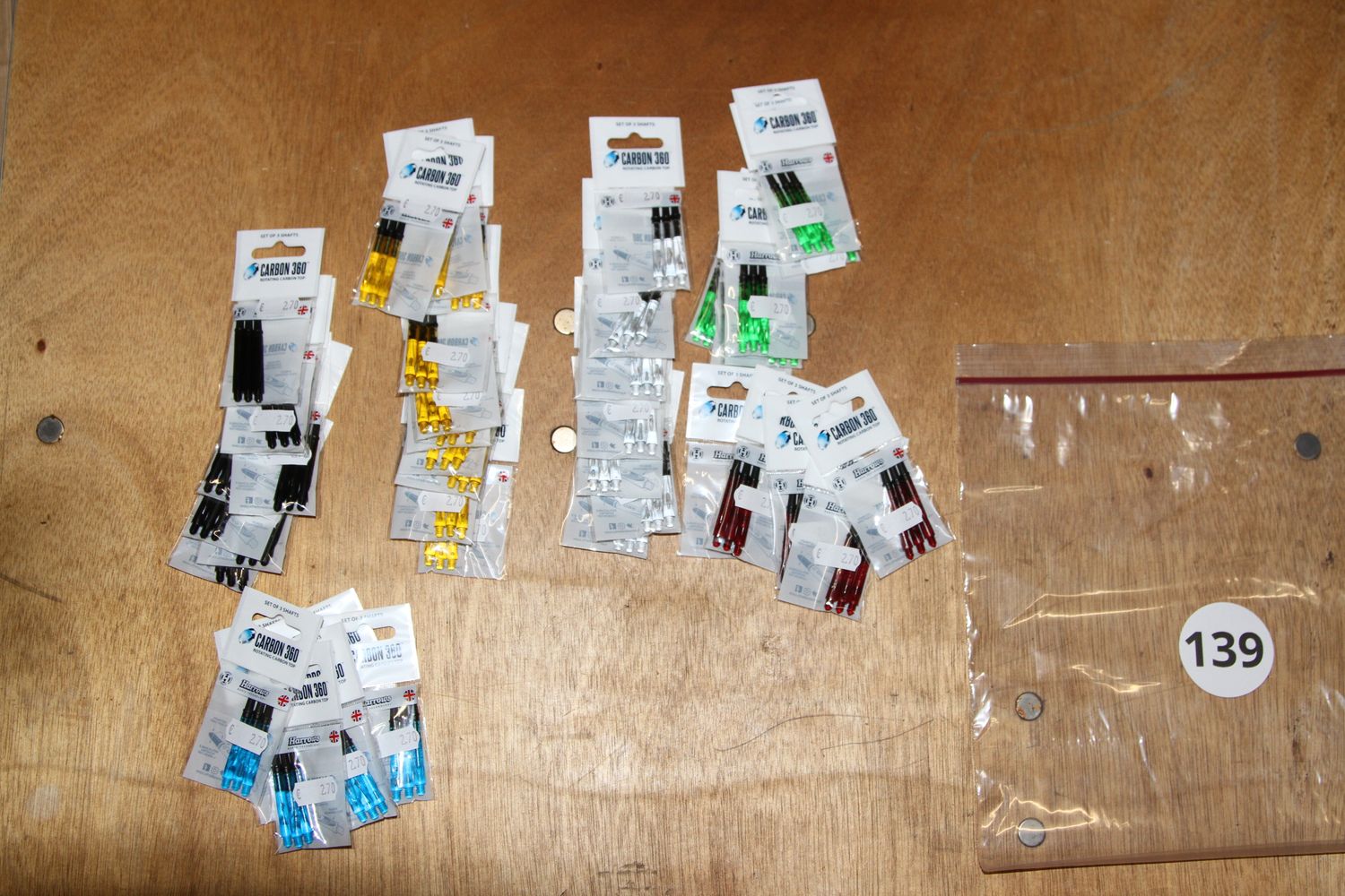 Kavel 139,  Carbon 360 Spinner, Medium, Blauw, Groen, Geel, Clear, Zwart, Rood, 49 Sets van 3 Stuks