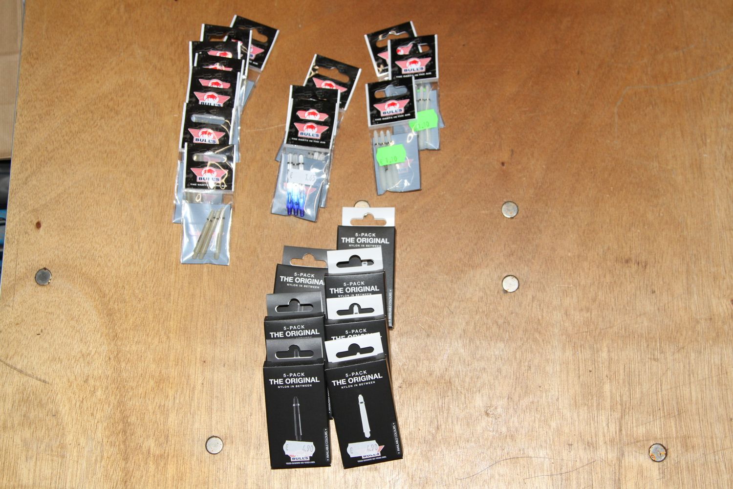 Kavel 147,  Nylon Shaft, Inbetween, Wit, Zwart,  60 Sets van 3 Stuks