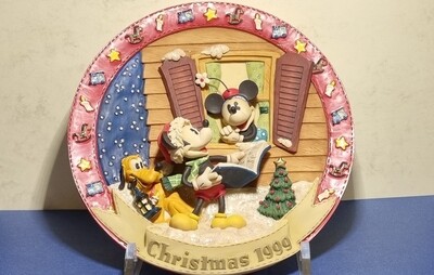 Mickey, Minnie and Pluto Plate Christmas 1999, Mickey Mouse, Enesco