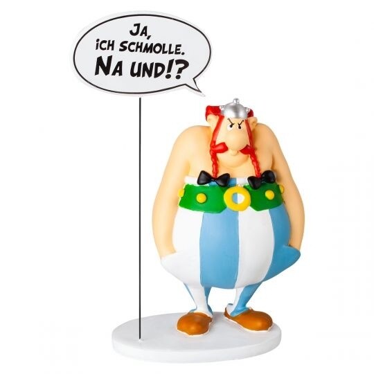 Beeldje, Obelix Met Tekstballon "Ja, ich schmolle. Na Und!", Asterix & Obelix 