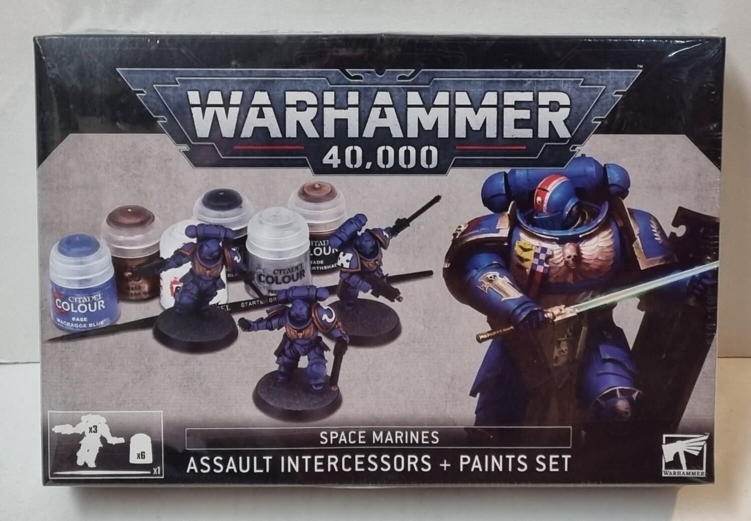 Warhammer, 40k, 60-11, Space Marines: Assault Intercessors + Paints set