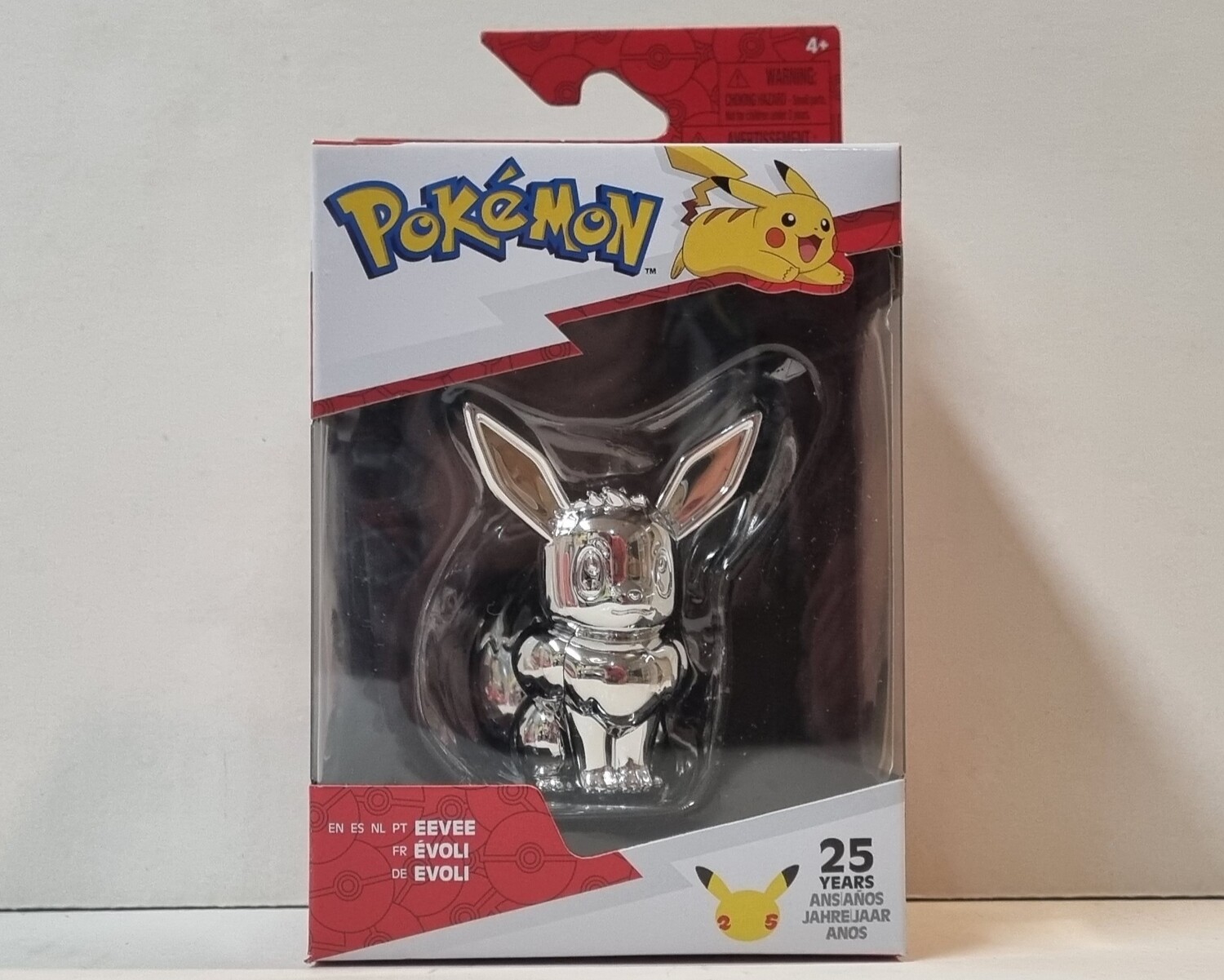 Figuurtje, Eevee, Silver, Pokémon, 25th Anniversary, 7,5 cm