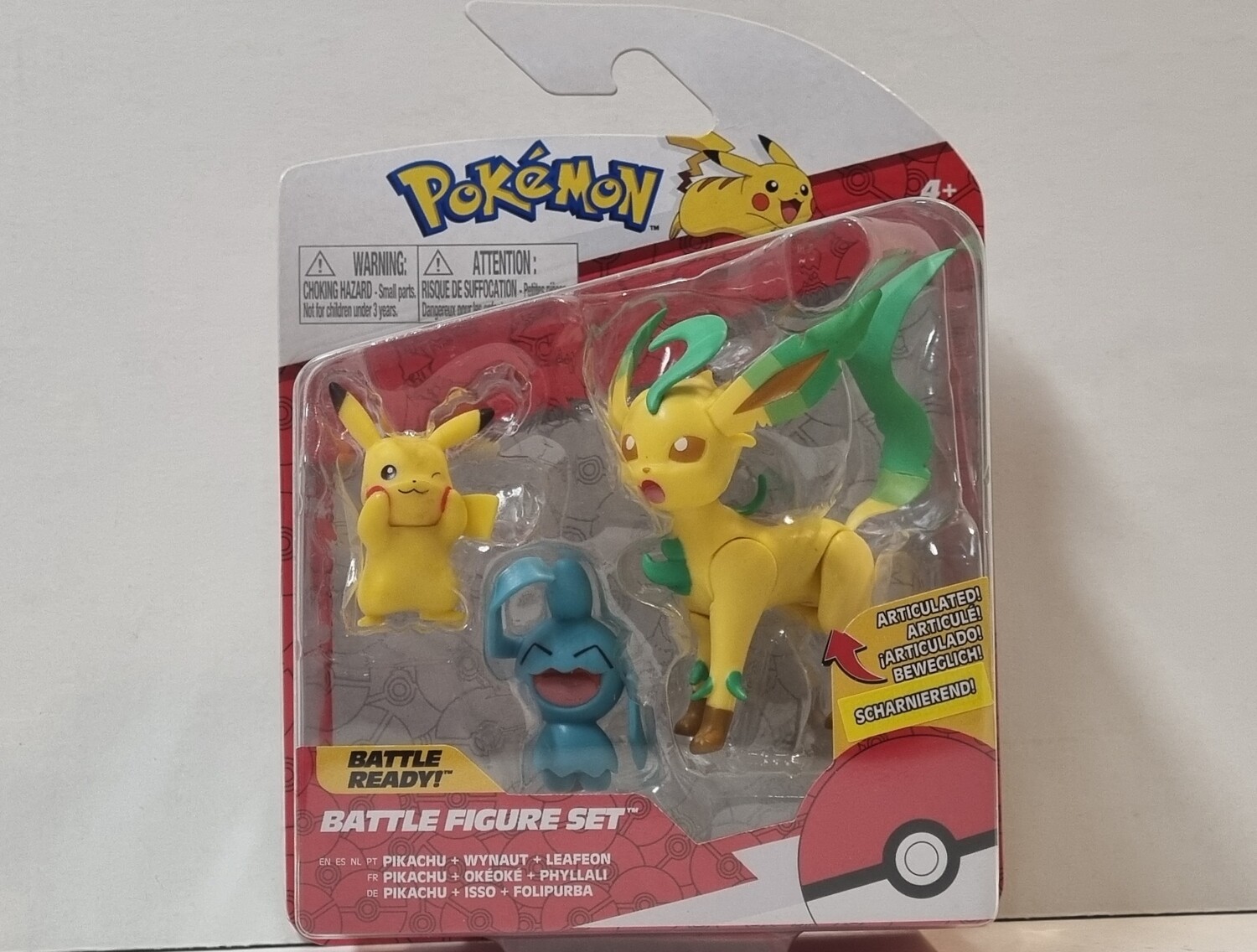 Actiefiguren, Pikachu, Wynaut en Leafeon, Battle Figure Set 3-Pack, Pokémon