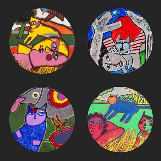 Onderzetters, Cats, Corneille, 4 Stuks, Parastone