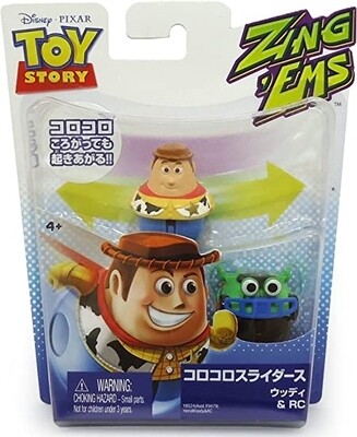 Zing Ems, Mini Rollende Figuurtjes, Sherrif Woody + RC, Toy Story, Mattel