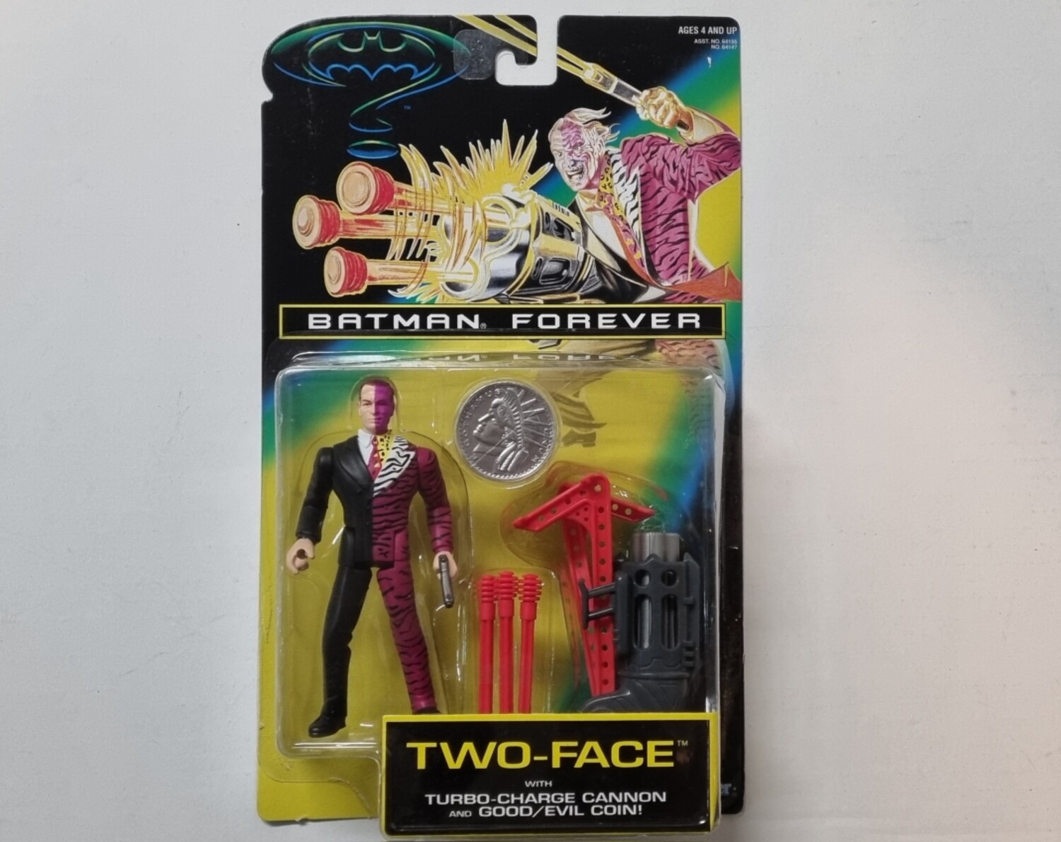Actiefiguur, Vintage, Batman Forever, Two Face with Turbo Charge Cannon and Good/Evil Coin, Kenner