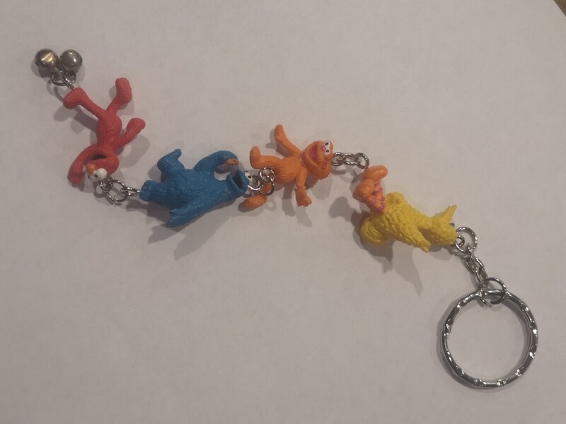 Sleutelhanger, Big Bird Zoe Cookie Monster en Elmo, Sesamstraat