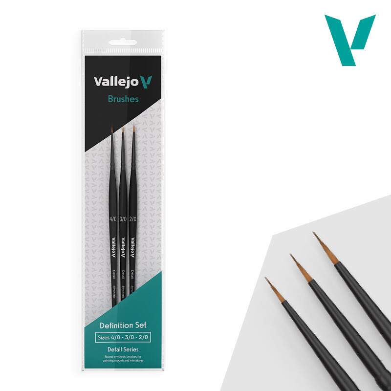 Vallejo, Brush, Definition Set, Size 4/0-3/0 en 2/0 Detail Series