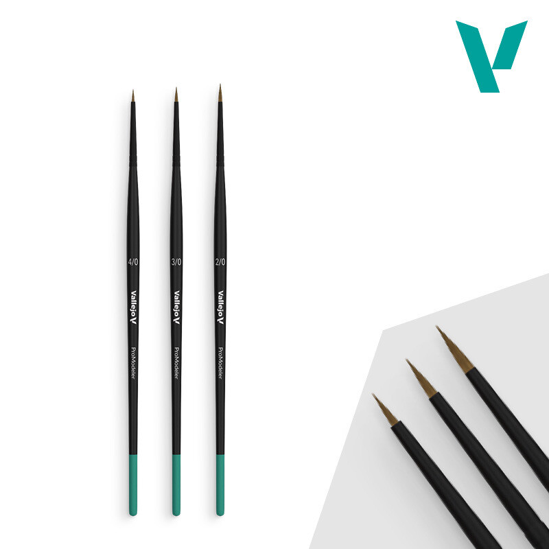 Vallejo Brush: Definition Set, Size 4/0-3/0 en 2/0 Pro Modeler Series
