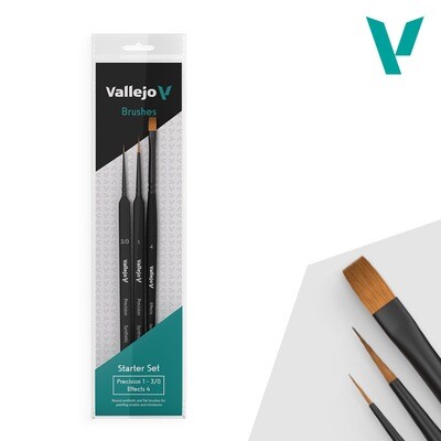 Vallejo, Brush, Starter Set, Precision 1 en 3/0 + Effects 4