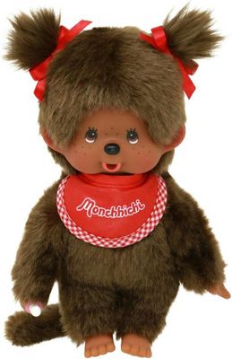 Monchhichi Bruin Meisje met rode slab