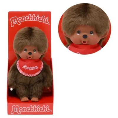 Monchhichi Bruine Jongen met rode slab