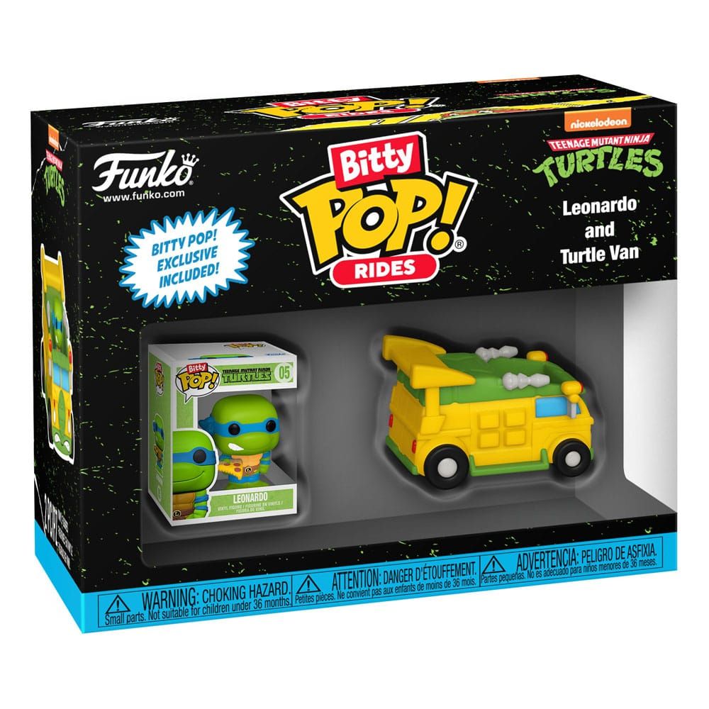 Funko Bitty Pop! Rides, Leonardo and Turtle Van. Teenage Mutannt Ninja Turtles