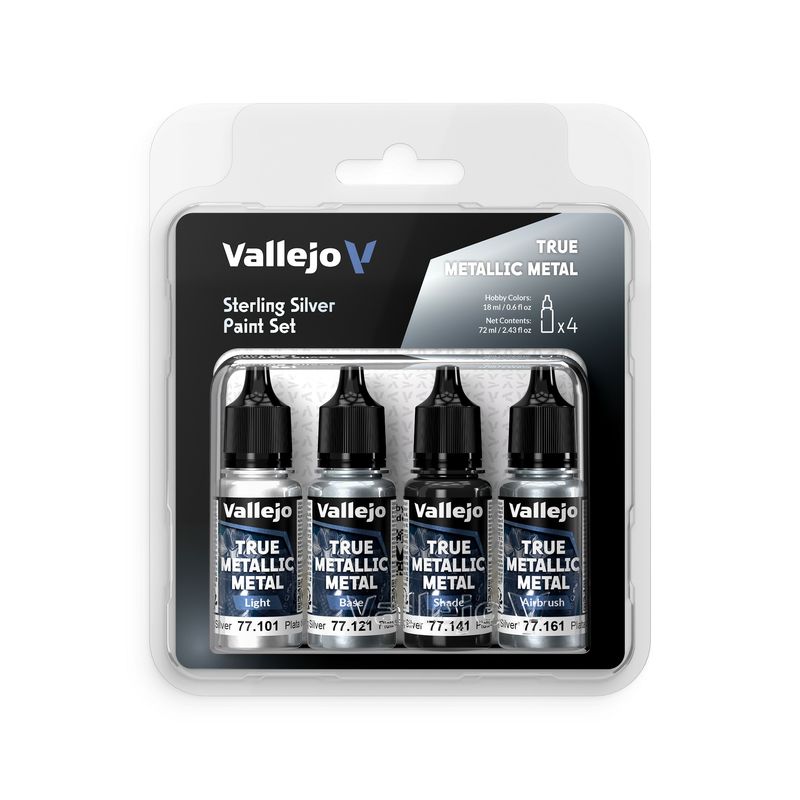 Vallejo True Metallic Metal: Sterling Silver Paint Set